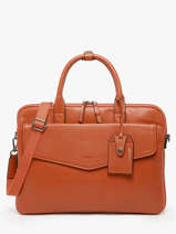Leather Flandres Briefcase 1 Compartment Etrier Orange flandres EFLA8241